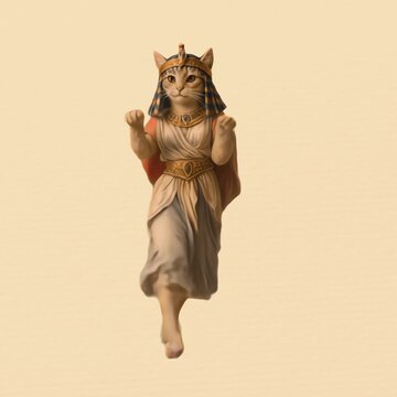 Cat dressed as Egyptian pharaoh animation isolated asset, transparent 4K video, alpha channel, ProRes 4444