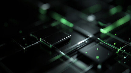 Futuristic IT and technology innovation hub showcasing digital networks, data streams, and cyber connectivity in a dark, abstract environment from a dynamic viewpoint