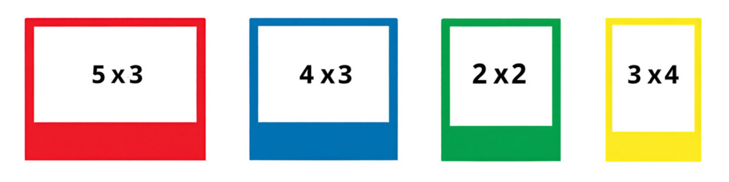 Collection of colorful rectangles with various aspect ratios on white background transparent background