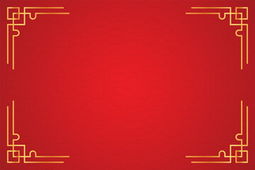 Oriental luxury Chinese style ornament frame on red background, various China Lunar new year design element, traditional asian decorative border line art illustration. 