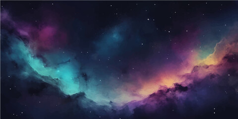 An abstract dark blue nebula clouds a starry night sky across the vast outer space galaxy universe © Faysal