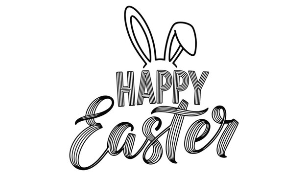 Easter greeting card with bunny ears and text