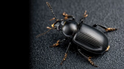 Macro Photography of Black Beetle on Dark Textured Background