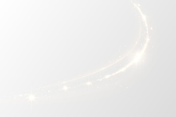 Png Golden Spark Dust PNG Overlay on transparent background Golden Light Trails Wave Effect with Sparkles . © kulinskaia