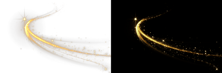  Curve, glowing,neon, beam,  dynamic PNG with spark and golden glow.Shiny swirl PNG on transparent background. Overlay effect with magic flare, light trail, and futuristic wave design.