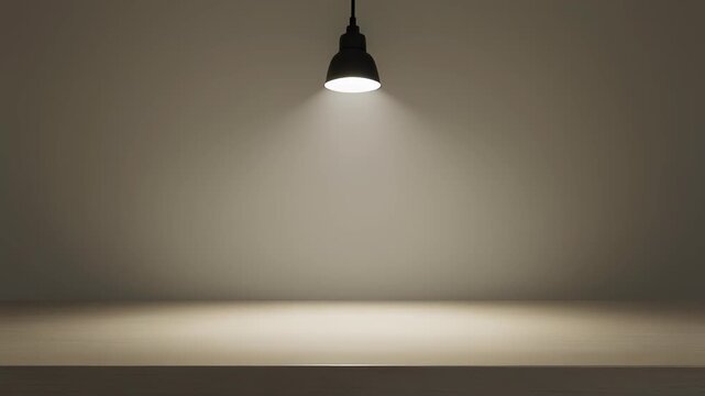 Illumination: A solitary light fixture hangs gracefully from above, casting a focused beam of brightness against a muted backdrop, creating a sense of clarity and understated elegance.