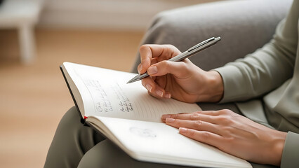 Therapy Session Concept with Hands and Notebook