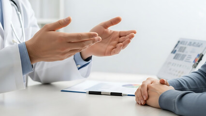Doctor Explaining Treatment with Hand Gestures