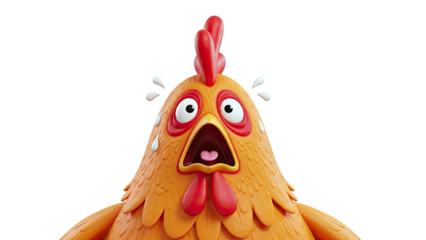Scared Cartoon Chicken with Sweating