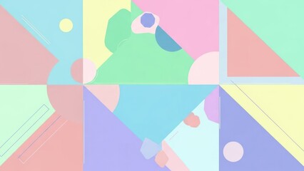 Abstract Geometric Background with Pastel Color Palette and Soft Shapes