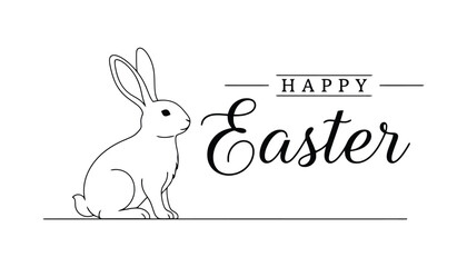 Easter bunny greeting card illustration with happy easter text