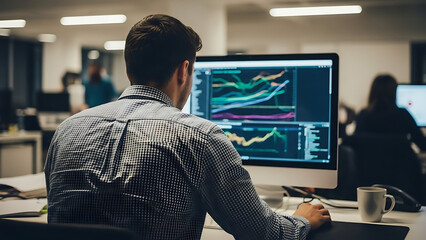 Focused Professional Looking at Computer Screen