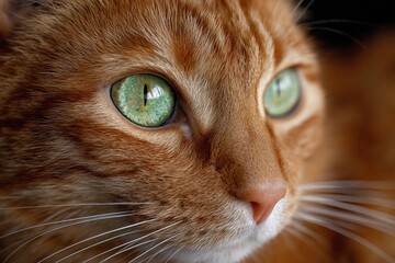 Cat with green eyes looking closely at the surroundings