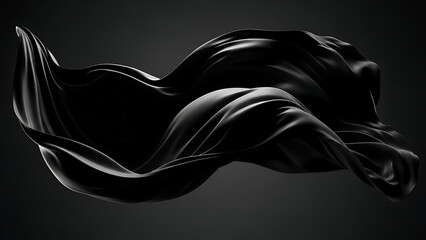 Abstract Black Fabric Flow in Minimal Studio Light