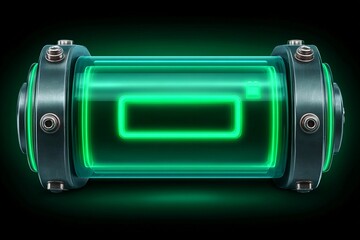 Glowing battery indicator shows charge level