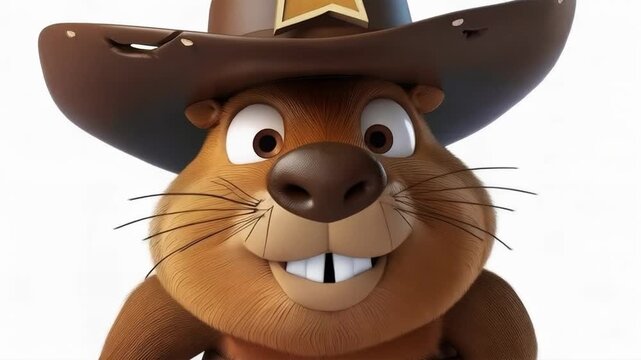A cheerful rodent wearing a sheriff's hat will be a bright element of children's content, decorating the main background for gaming applications or cartoons.
