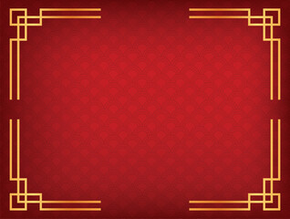 Oriental luxury Chinese style ornament frame on red background, various China Lunar new year design element, traditional asian decorative border line art illustration. 