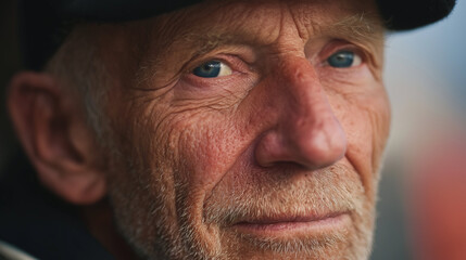 Old sailor&rsquo;s wrinkled face closeup