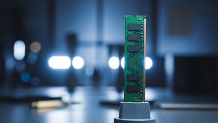 Ram module close up technology blurred background innovation