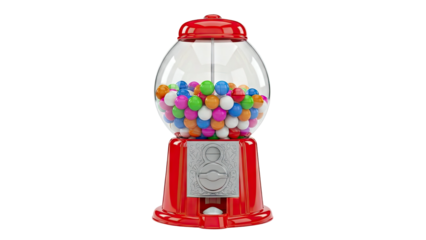 Red Gumball Machine Filled With Colorful Gumballs