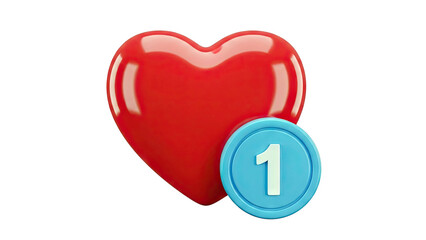 Red Heart Icon with Notification Badge