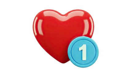 Red Heart Icon with Notification Badge