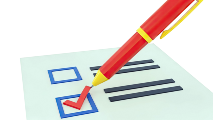 Red Pen Marking Checkbox on Survey Form