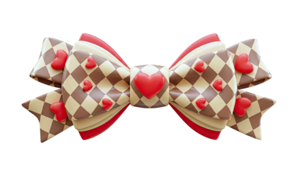 3D Rendered Bow Tie with Chocolate and Heart Pattern