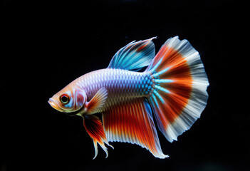Fototapeta premium Colorful Fish with Iridescent Fins, Close-up View