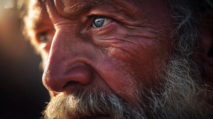 Old sailor&rsquo;s wrinkled face closeup