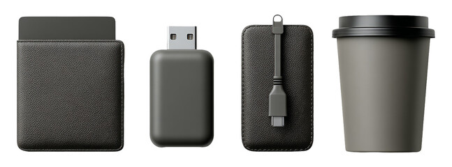 Office Essentials for Employees Featuring Daily Use Items on Clean Background