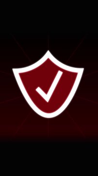 Red Shield Emblem with White Outline and Radial Lines on Dark Background badge crest