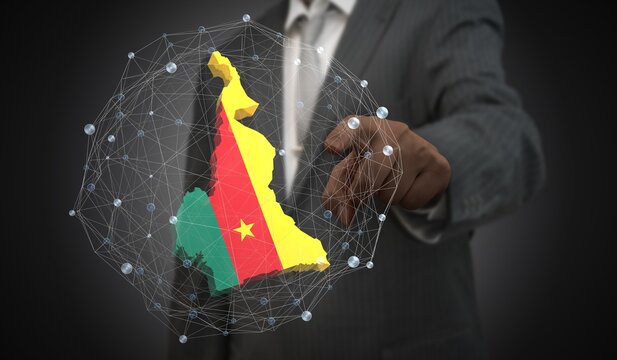 Cameroon - country shape and flag - 3D illustration
