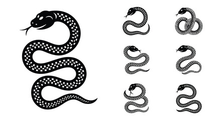 Obraz premium Chinese New Year 2025 snake zodiac silhouette symbol, lunar horoscope icon isolated on white background