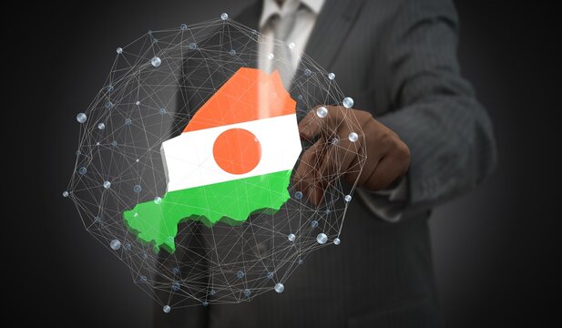 Niger - country shape and flag - 3D illustration