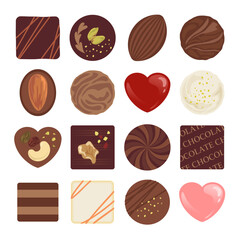 Assorted Chocolate Isolated Illustration Set Vector