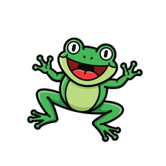 Obraz premium Cartoon frog with a cheerful expression isolated on white background