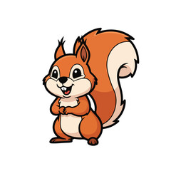 Obraz premium Cute cartoon squirrel standing on hind legs looking friendly