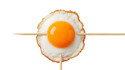 Perfectly fried egg on a stick isolated on transparent background