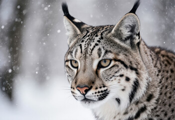 Obraz premium Wild Cat in Snowy Forest