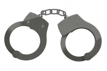 Metal handcuffs gray isolated isolated on a transparent background