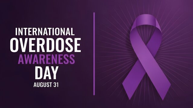 International overdose awareness day purple ribbon awareness