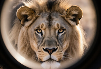 Fototapeta premium Lioness in Natural Light with Close-Up Portrait