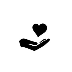 Vector illustration of a hand offering a heart, representing concepts of charity, love, and giving