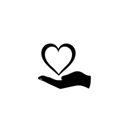 Charity and compassion symbolized by a hand holding a heart icon
