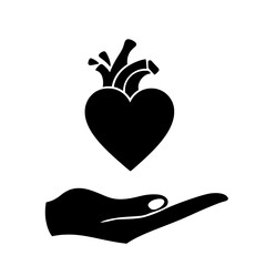 Hand offering a heart, symbolizing care, health, and medical support services