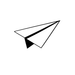 Clean line art icon of a classic paper airplane, symbolizing quick communication, travel, and new beginnings for digital messages