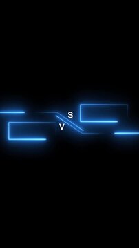 Blue Neon S vs V Text and Geometric Shapes on Black Background versus comparison