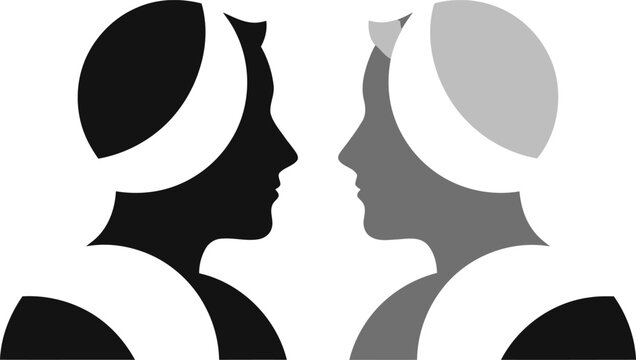 Silhouette of two people facing each other.