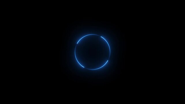 glowing neon circle icon black background 4k animation